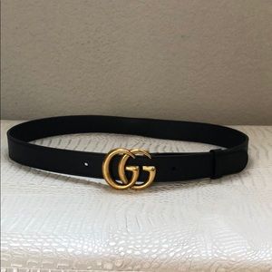 Leather belt with double G buckle